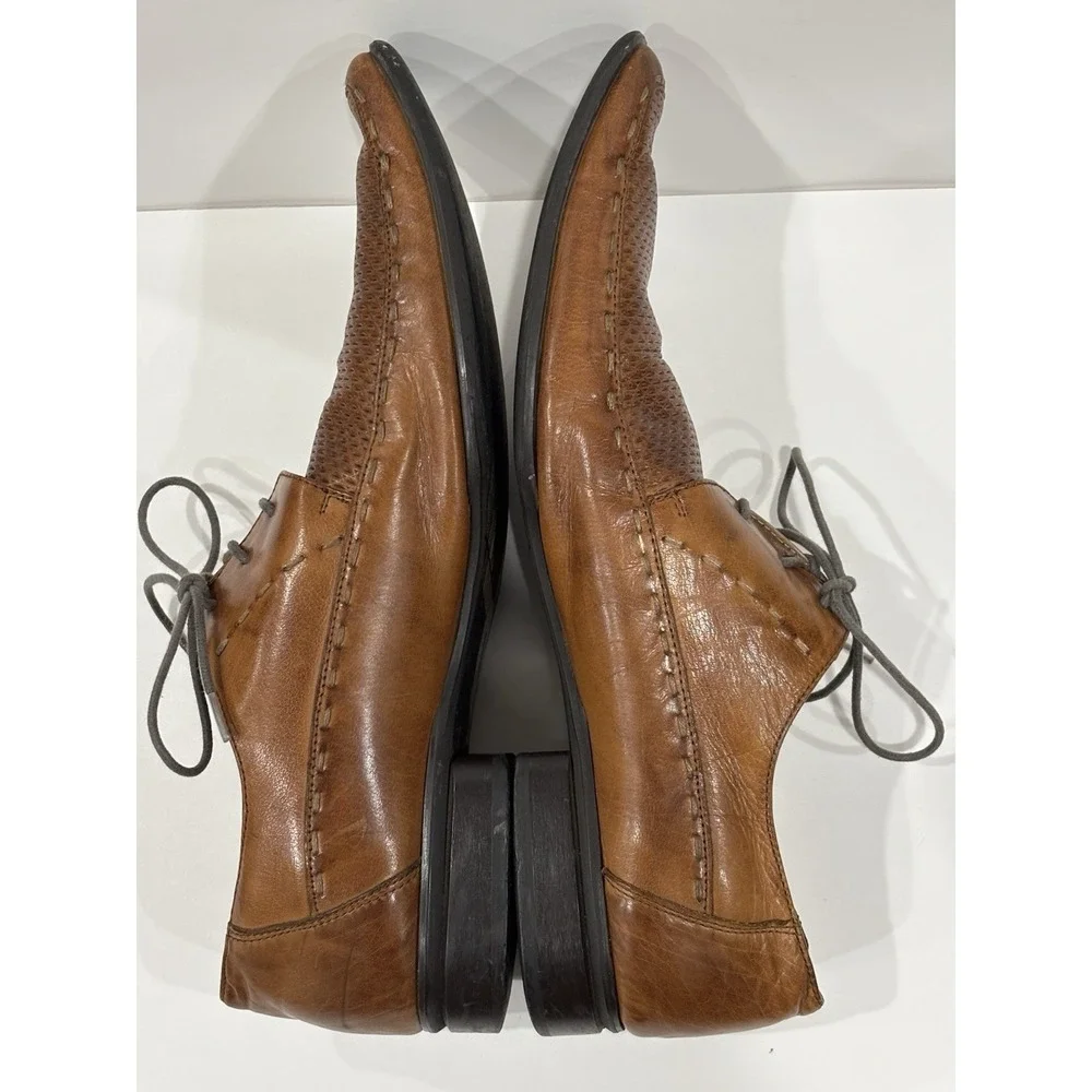 Fratelli Rossetti Men's 10M Brown Woven Leather Lace Up Dress Shoes 3001